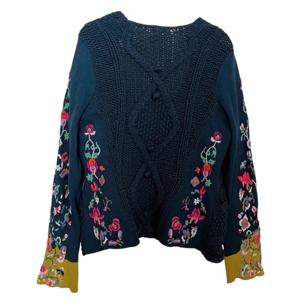 Anthropologie Sleeping on Snow Embroidered Floral Cardigan